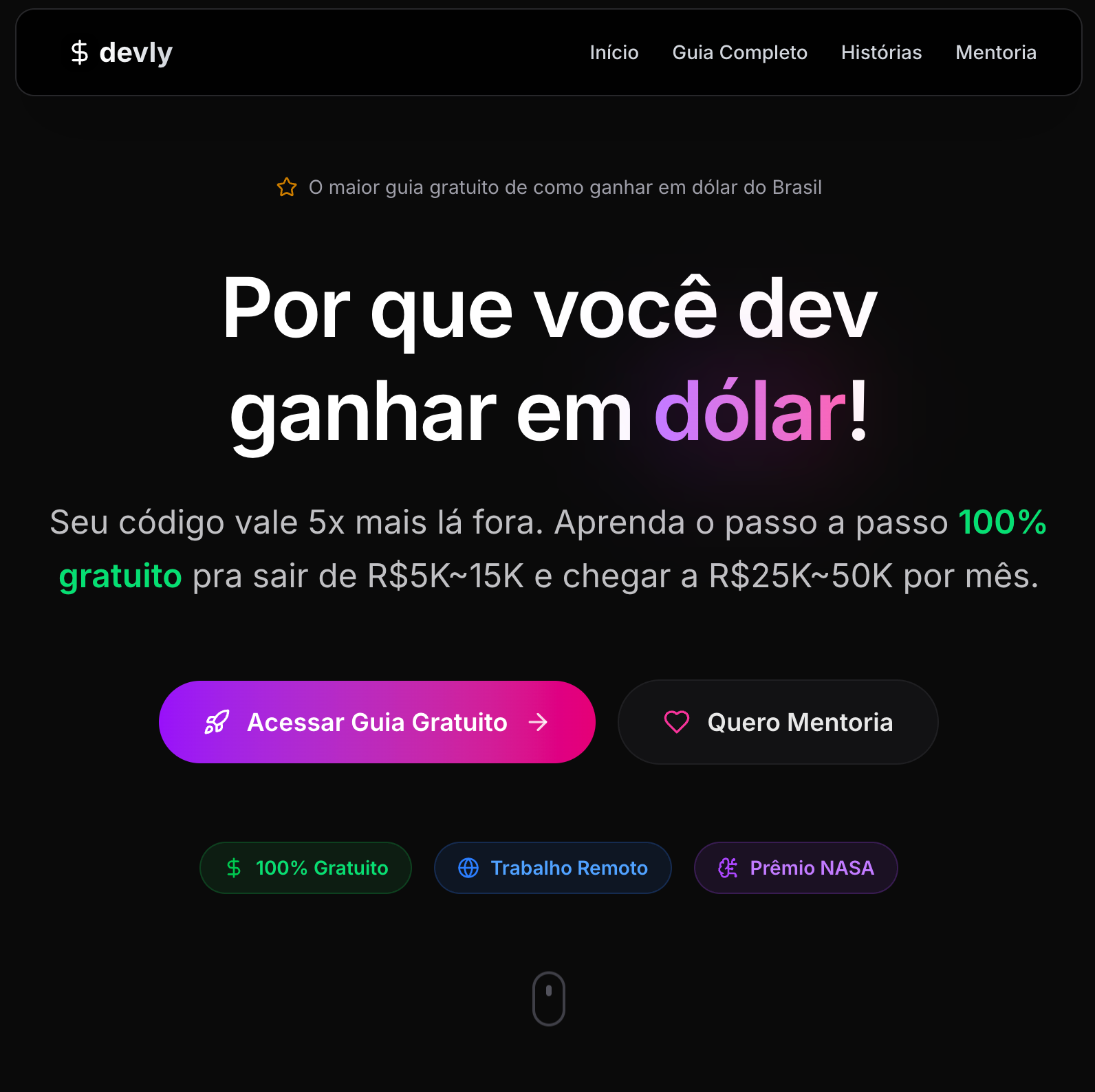 Devly platform screenshot